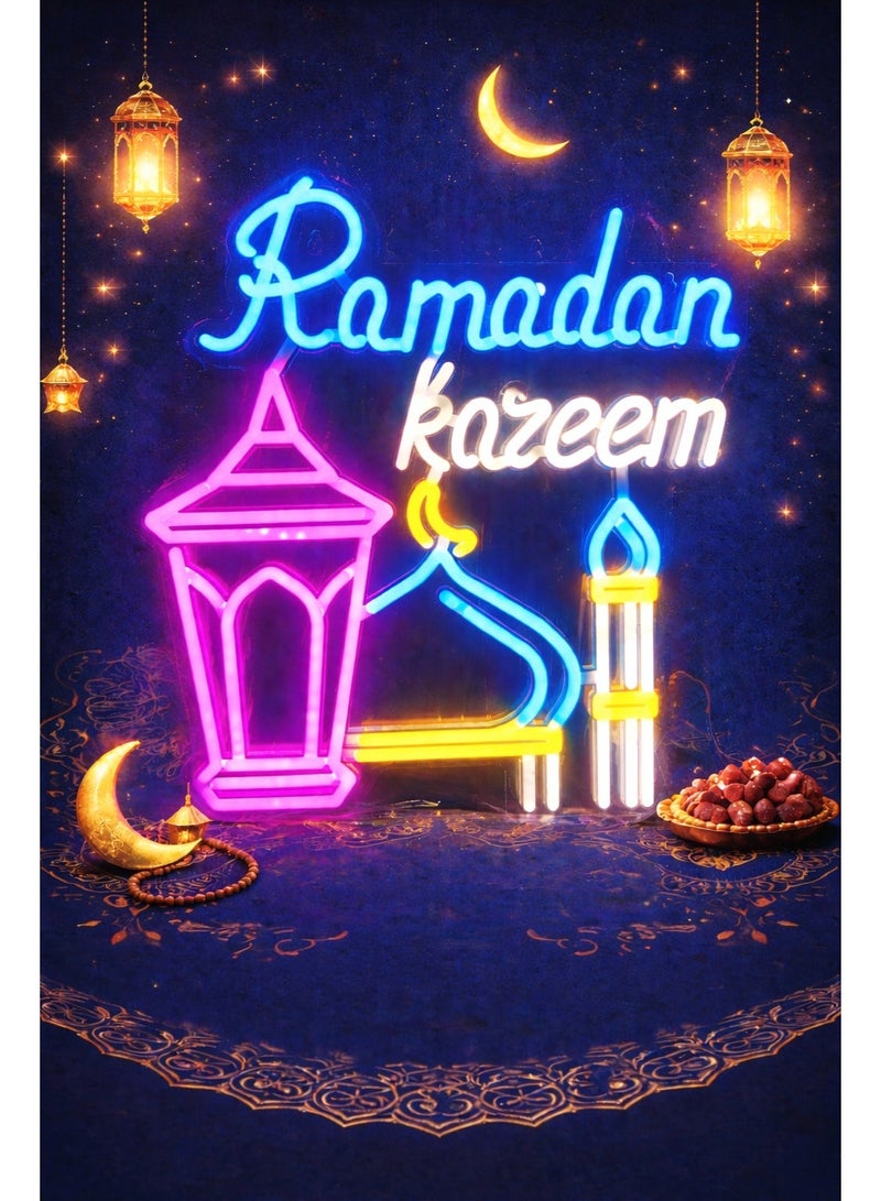 مصباح جداري LED رمضان كريم يعمل بمنفذ USB - مصباح ليلي إسلامي متعدد الألوان للمنزل والباب والديكور الخارجي - سلك بطول مترين، موفر للطاقة - Image 1